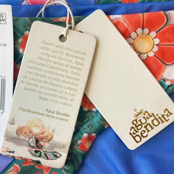 Agua Bendita Audrey Tile Low Rise Bikini Swim Bottom Reversible Large L NWT - Picture 5 of 7